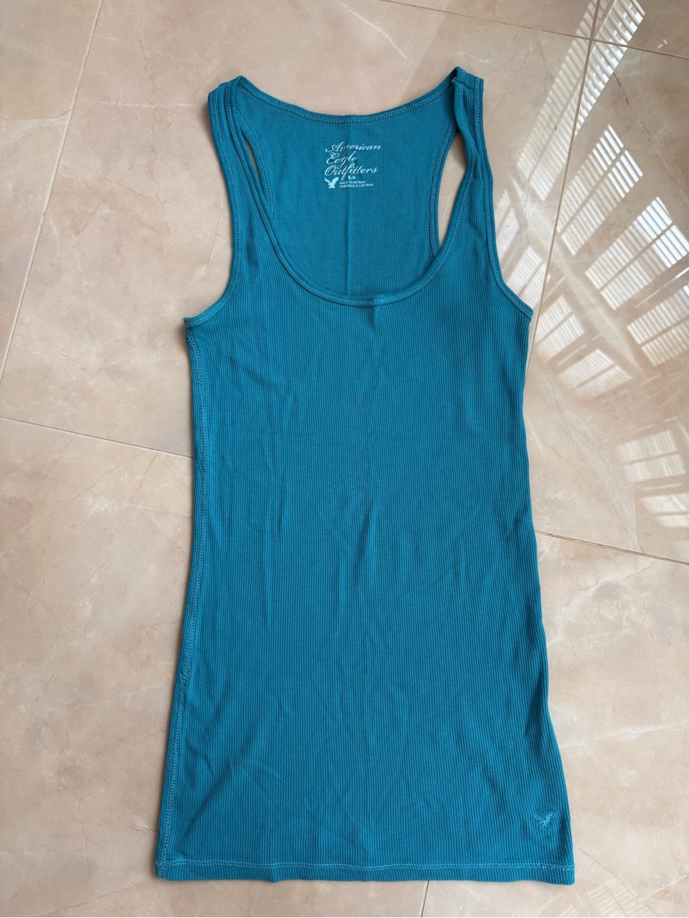 teal blue ribbed tank top American Eagle Outfitters